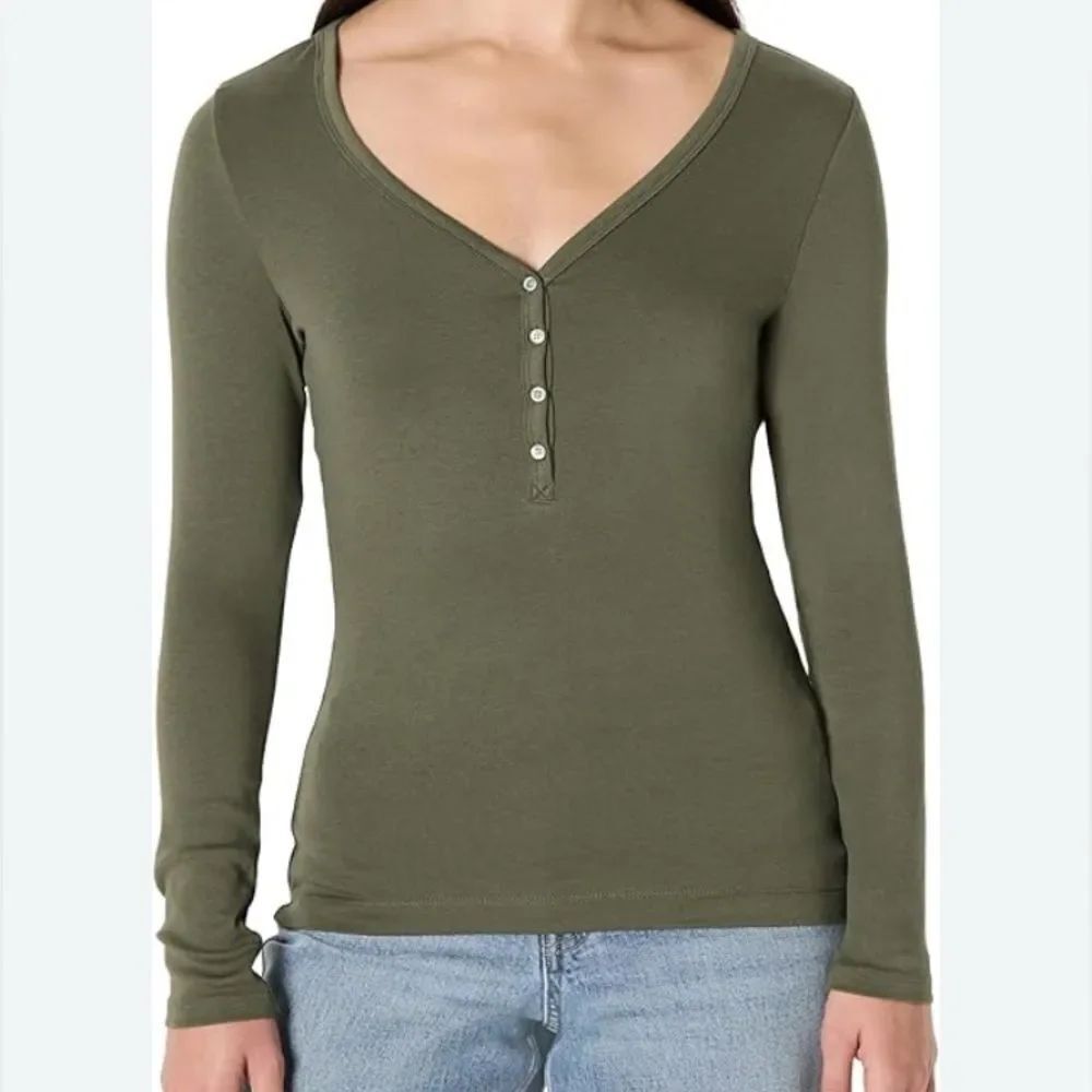 10/X$50 Sonoma Goods For Life Olive Long Sleeve Henley Top Size L